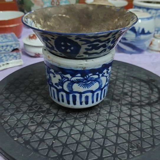 逐***成陶瓷蓝色小摆件3个个