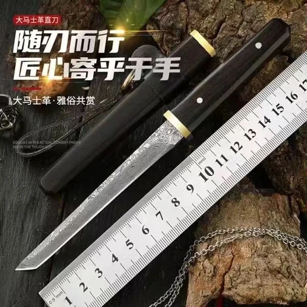 新年特惠六角大马士革水果刀神奇笔刀户外刀牛排刀便携锋利茶刀