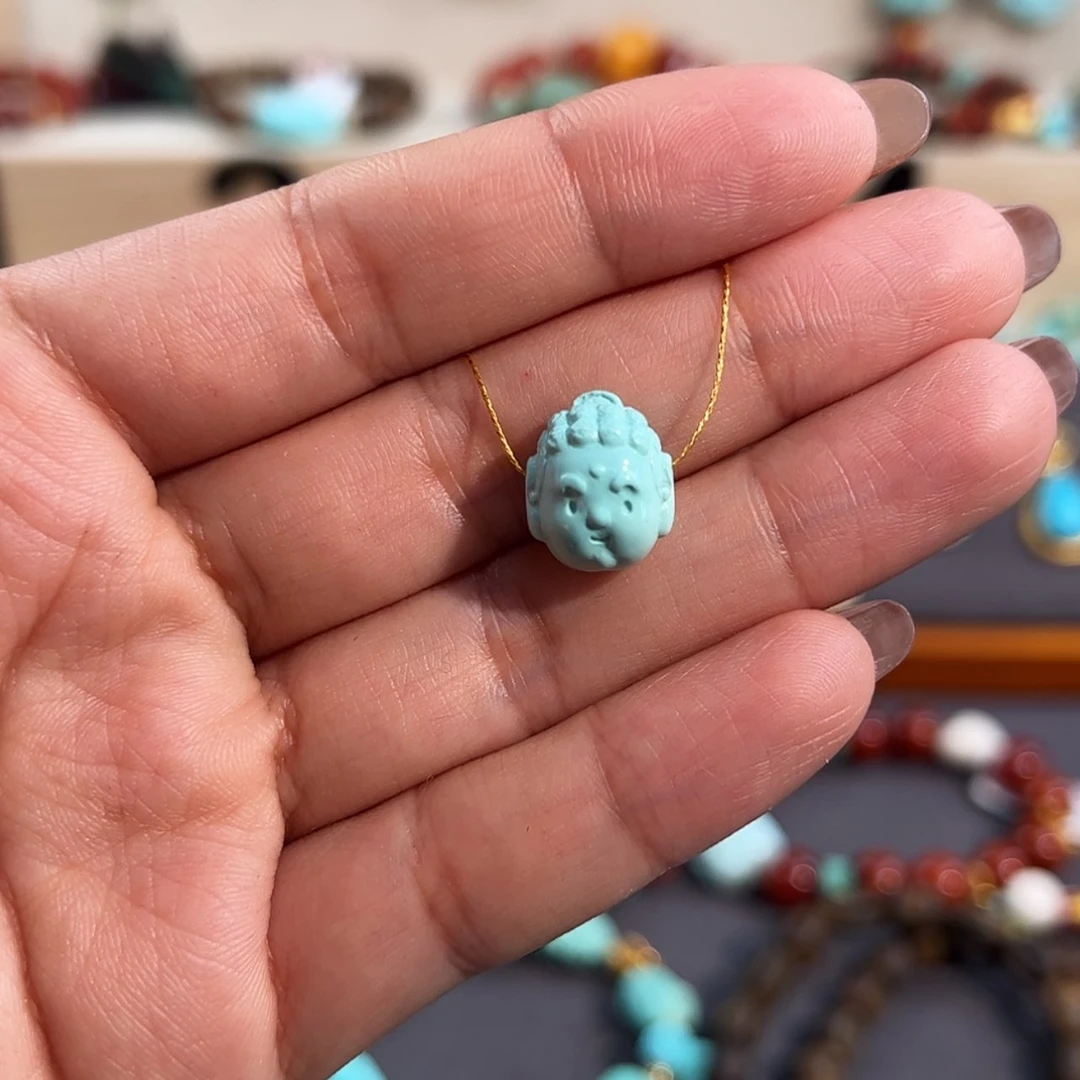 【闪购商品】未镶嵌绿松石把件佛头三通