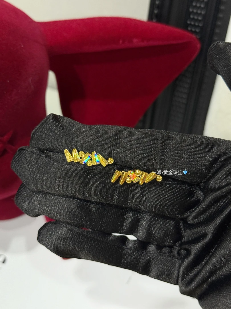 【冰钻炫彩】瓜子耳排小众5G足金999黄金耳钉@ES174