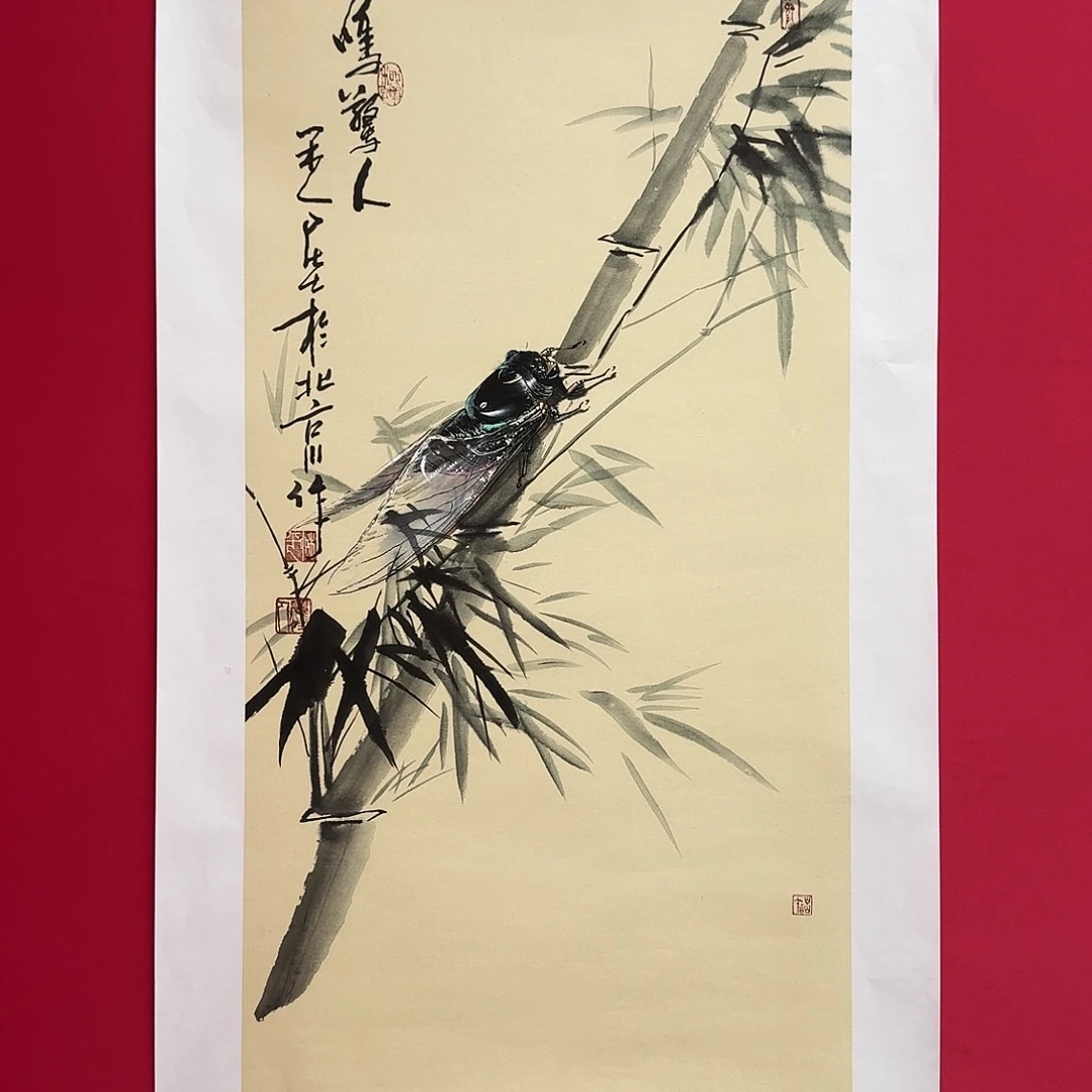 .***头国画柳平单蝉作品