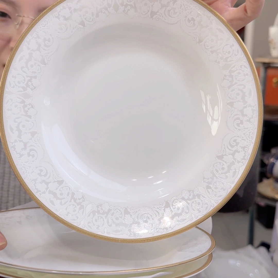 骨瓷高骨8英寸汤盘20*3.5cm一3个