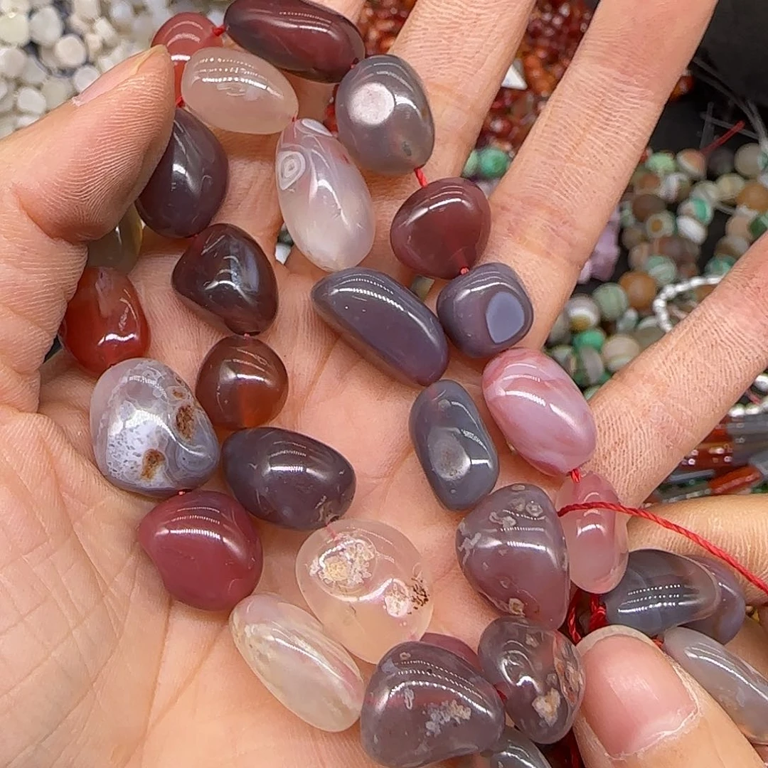 玛瑙/玉髓合金珠宝半成品绯红玛瑙10-12mm一条圆不定