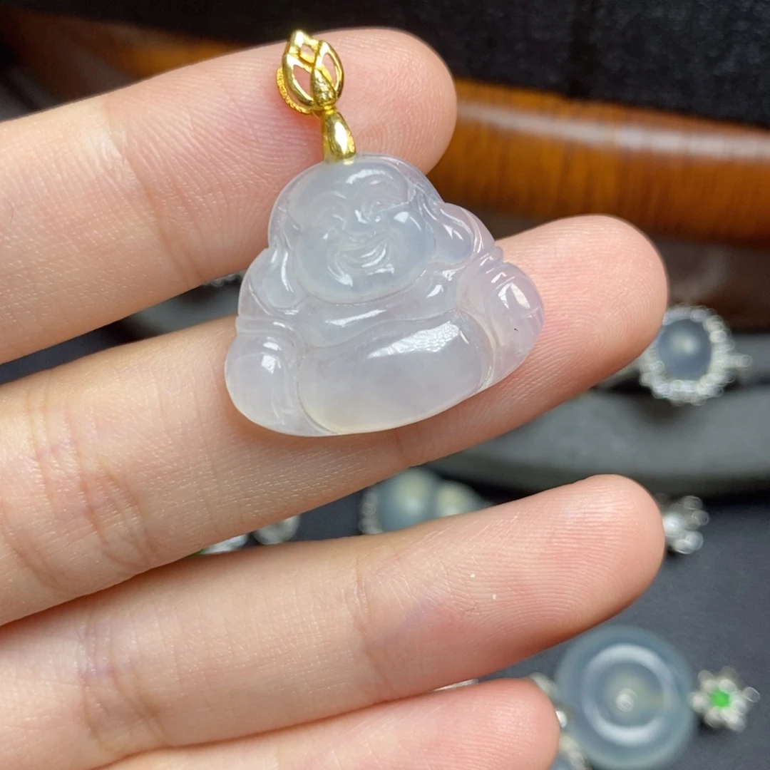 翡翠18K金镶嵌颈饰18Ｋ金佛公吊坠