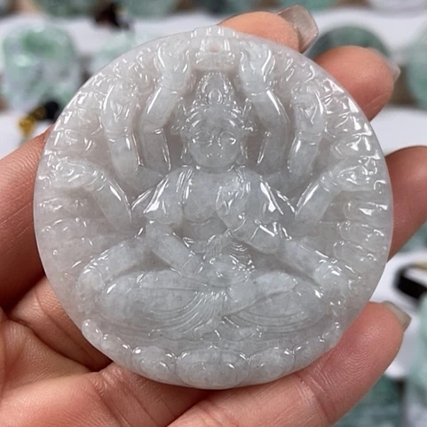 翡翠颈饰未镶嵌千手观音福利