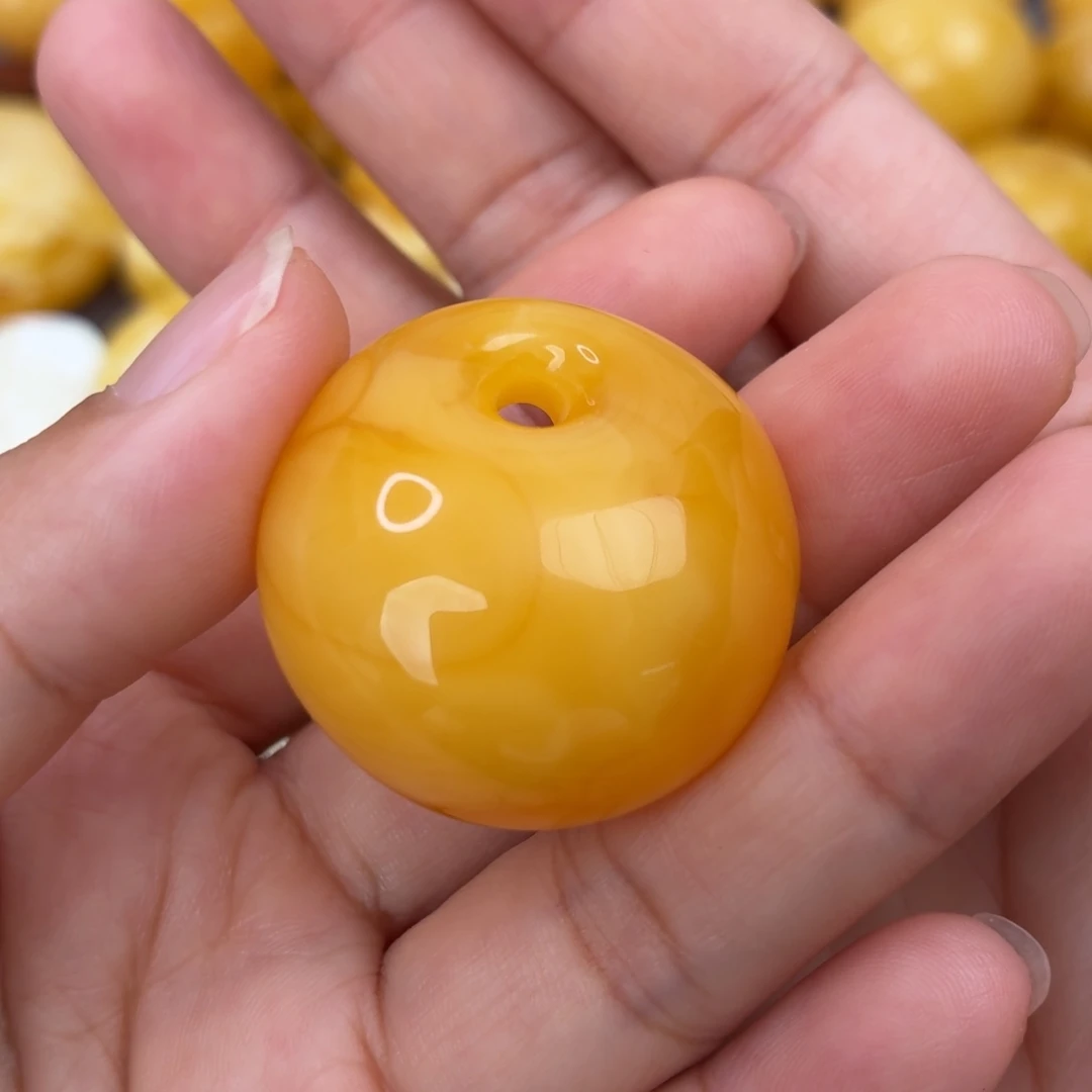 蜜蜡未镶嵌吊坠(不含链)奶橘公主扣