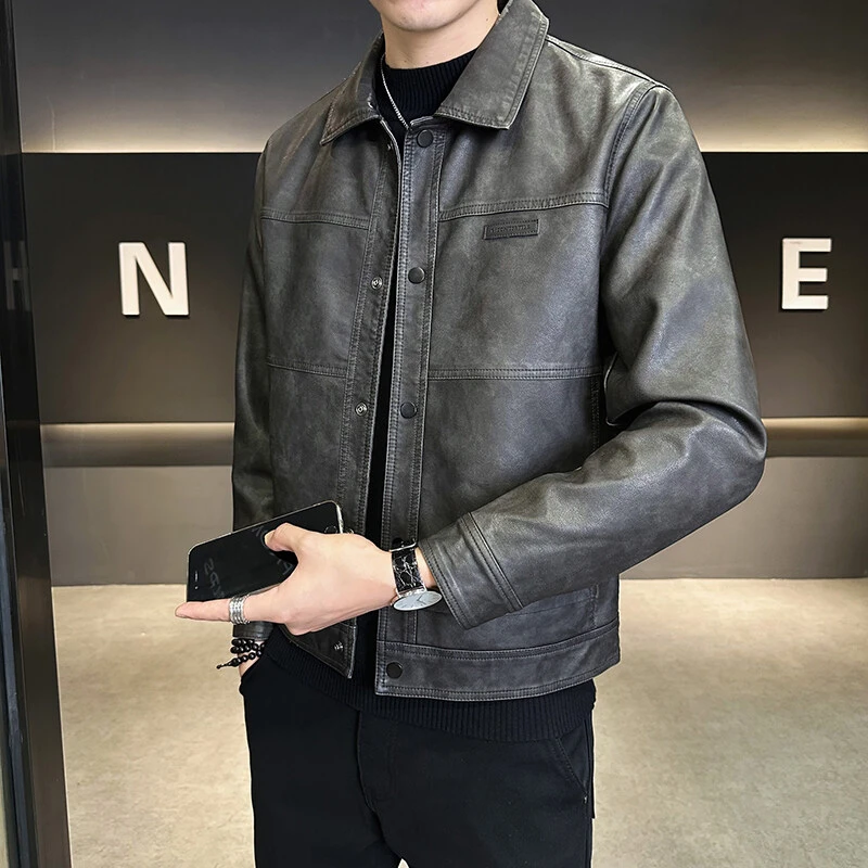 美式潮牌皮衣外套男士春秋季2025新款加绒加厚复古潮流机车皮夹克