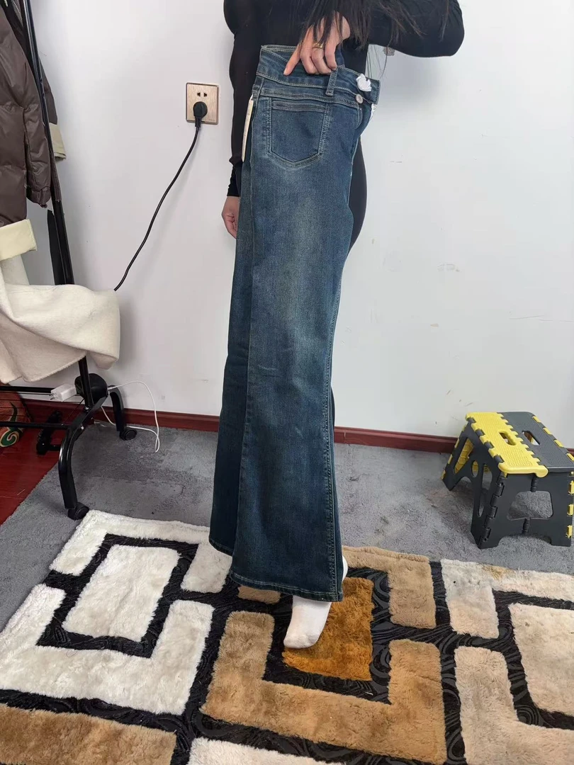 微喇牛仔裤女2025早秋新款时尚设计感高腰宽松显瘦拖地微喇裤