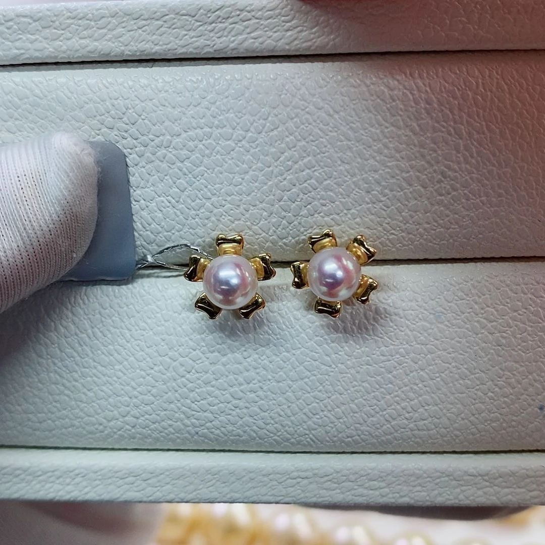 18K金镶嵌耳饰海水珍珠5.5-6