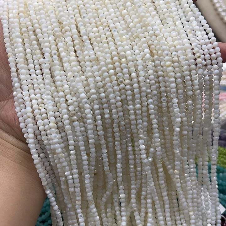 玛瑙/玉髓未镶嵌珠宝半成品2条3mm白蝶贝