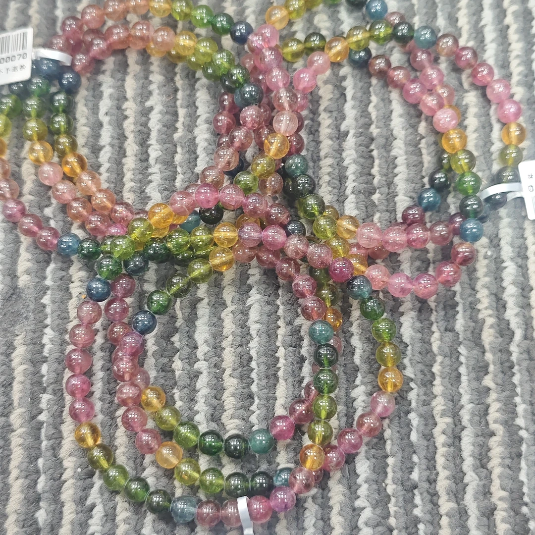 【书记甄选】天然碧玺三圈手链 多样性发一件 约6mm yw336