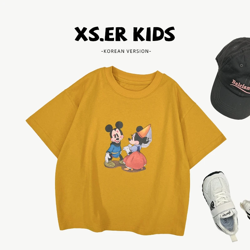 【小首尔】原版-现货-2025夏季儿童韩版宽松卡通印花短袖T恤HBB7279