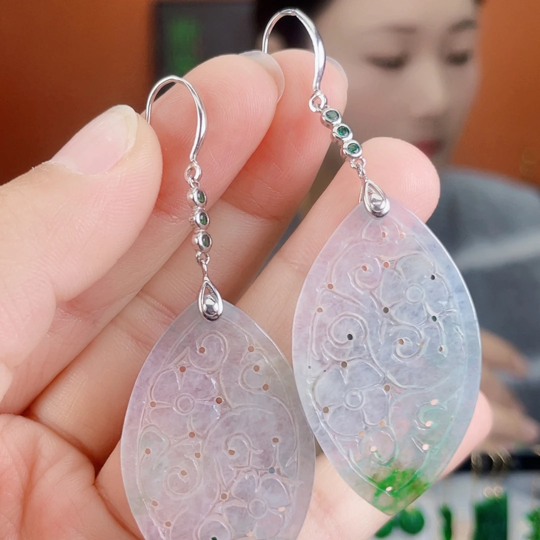 翡翠银S925镶嵌耳饰