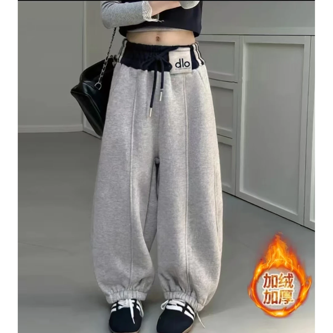 【立体加绒】2025男女童加绒时尚冬季简约百搭防寒宽松卫裤上学神裤