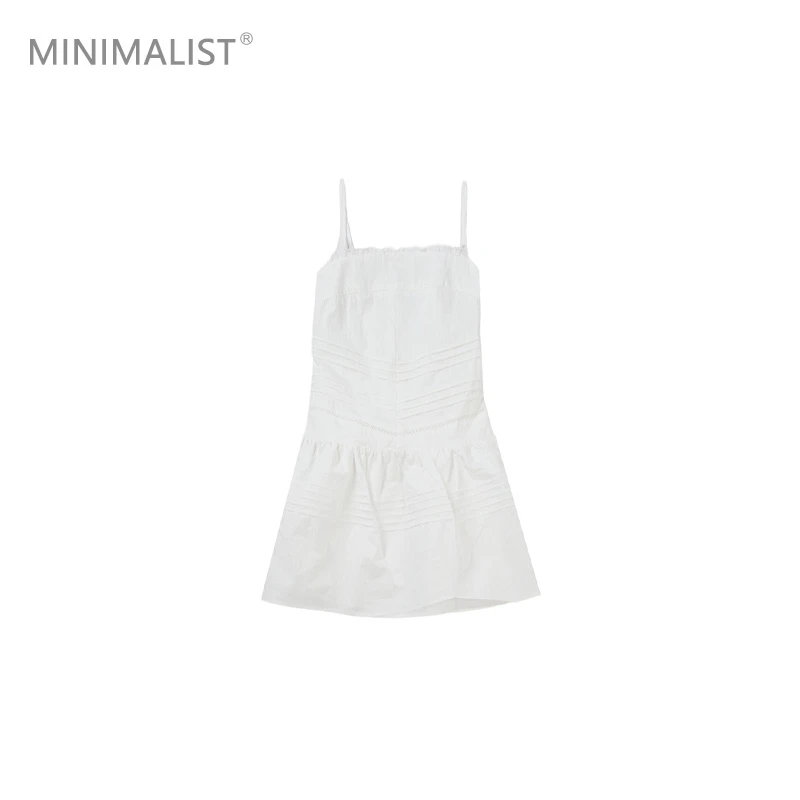 极限民《热辣》法式纯色蕾丝花边性感吊带连衣裙F5101F0711