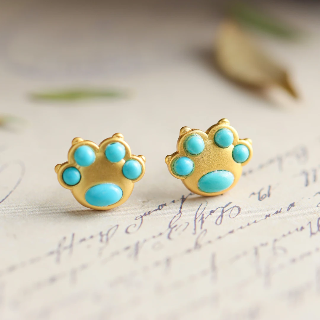 925银耳饰 S925银熊掌可爱百搭送礼女款耳钉