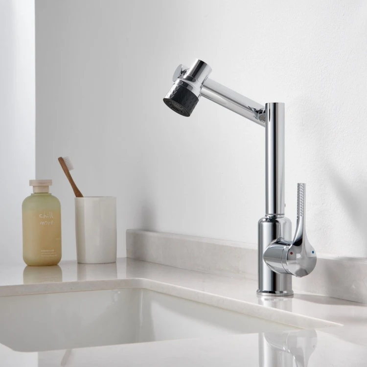 高标不锈钢新款万象折叠猫2档出水冷热面盆龙头  10043