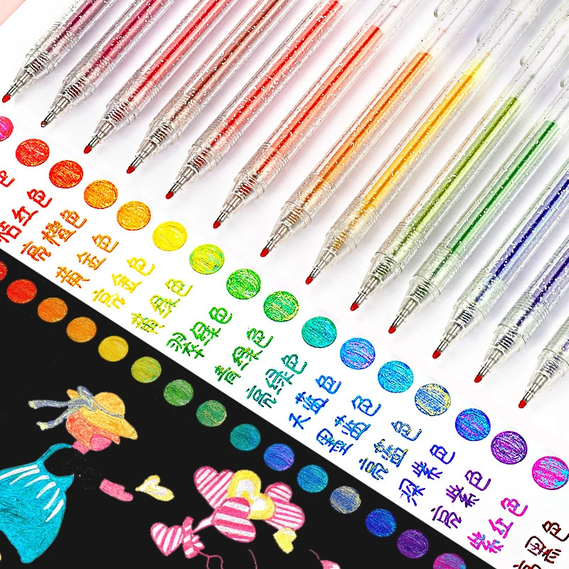 【闪光啫喱笔】彩色闪光笔变色手账绘画不透纸亮晶晶高光闪闪啫喱笔
