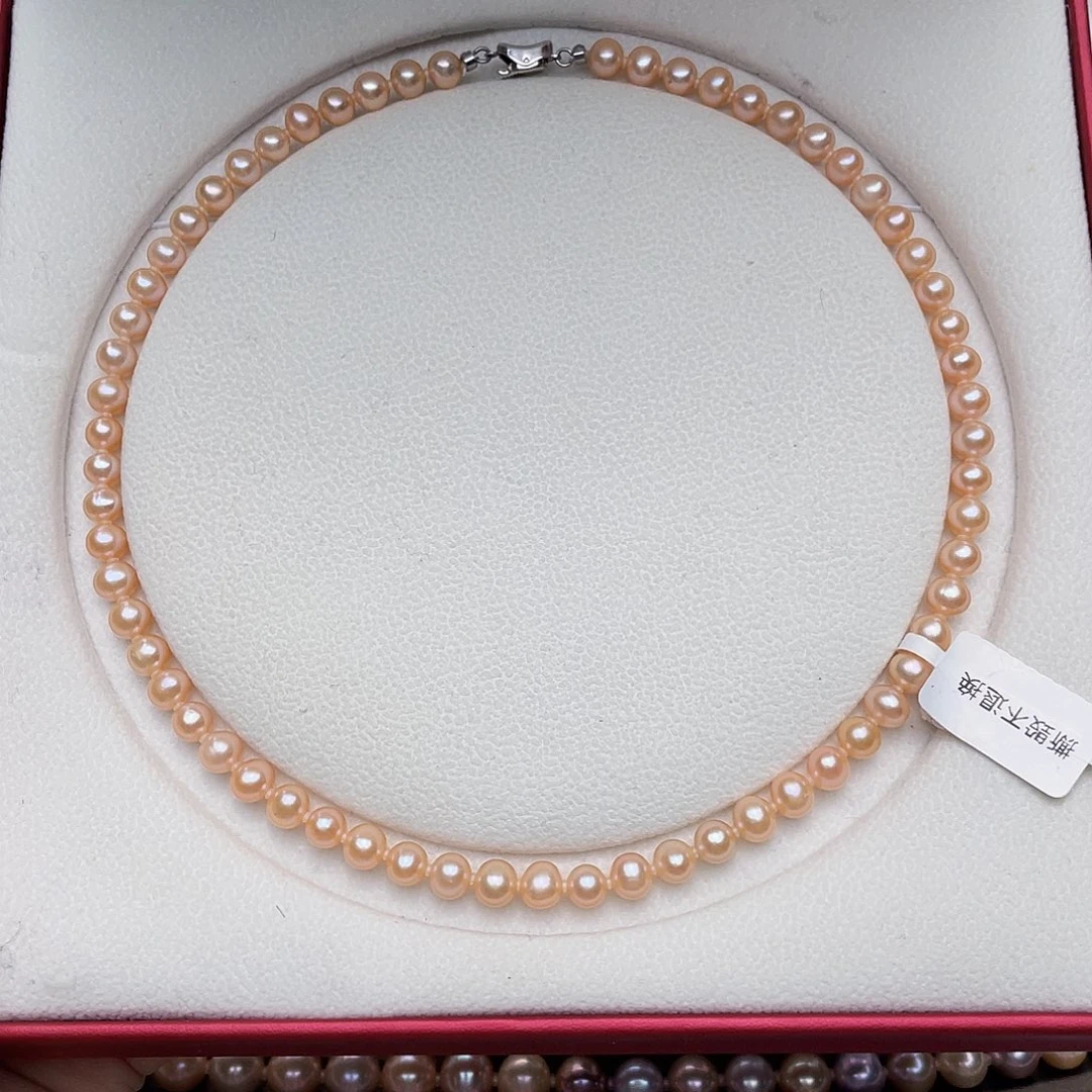 淡水珍珠项链银S925镶嵌6-7mm