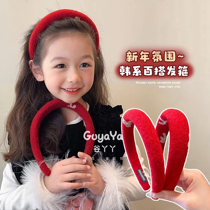 儿童纯色气质宽边发箍女童新年洋气高颅顶不勒头箍发捆女孩压发饰