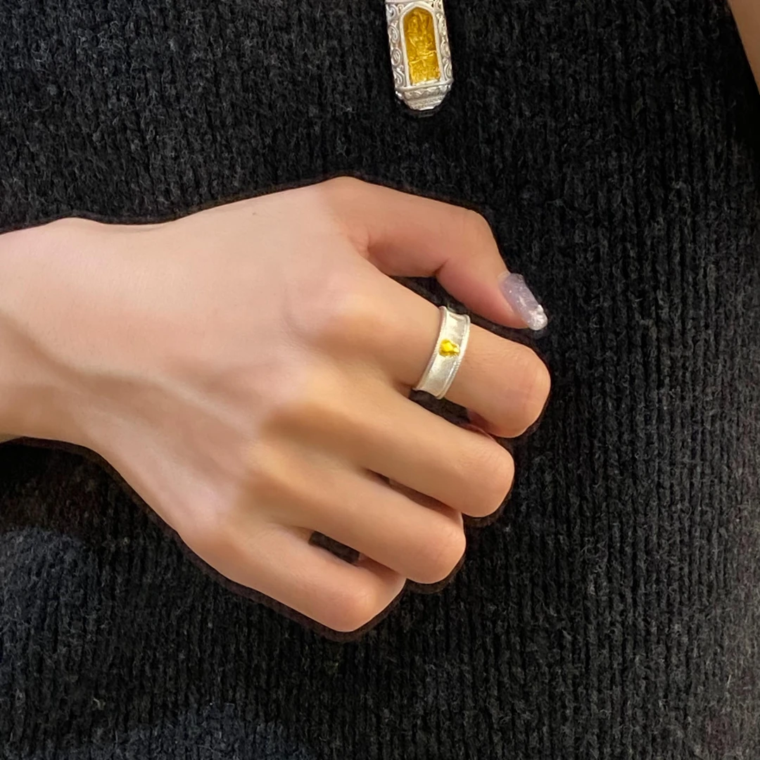 足银戒指 金色葫芦实心素款小众百搭戒指