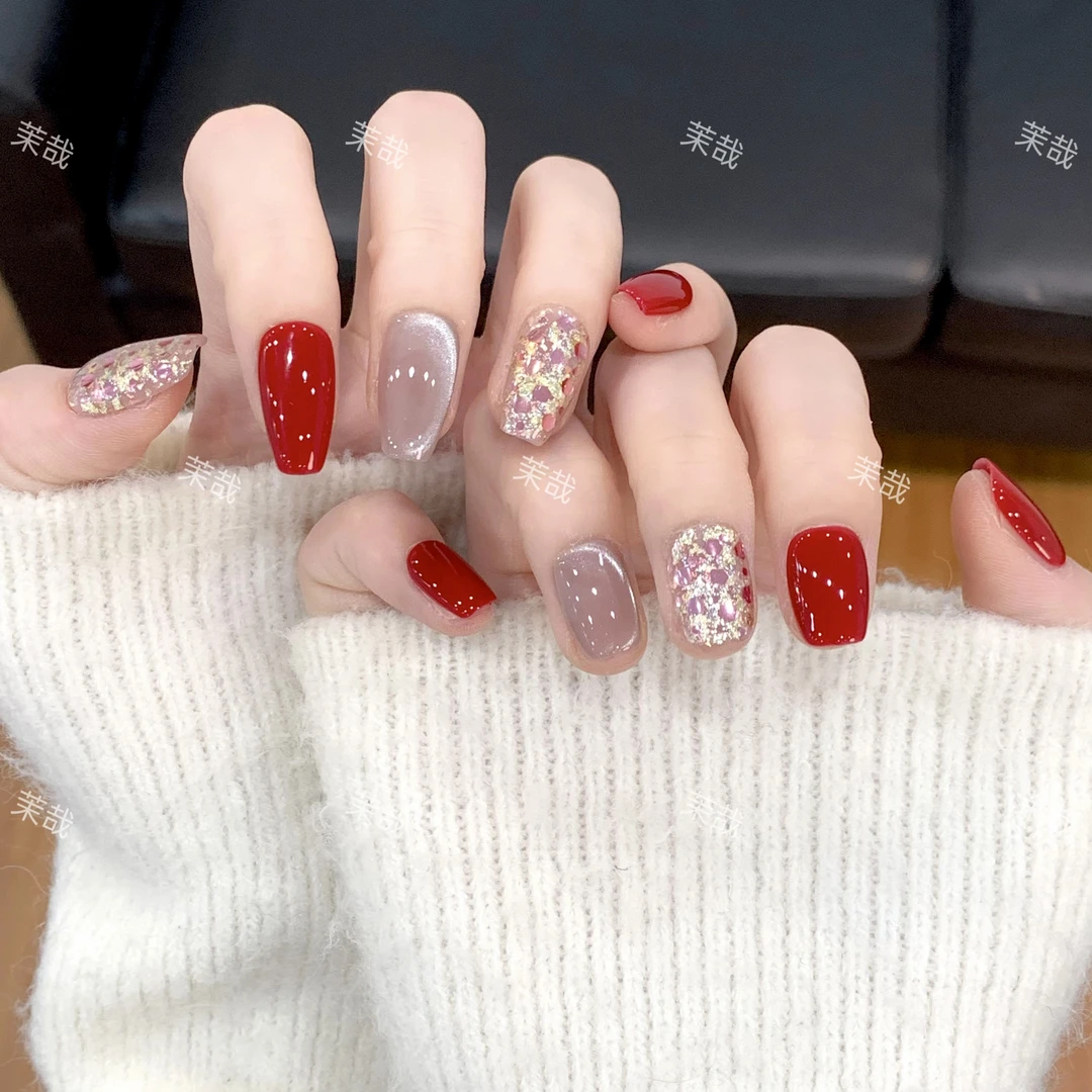 茉哉新锐【玛丽红】纯手工定制拆卸穿戴甲A3760