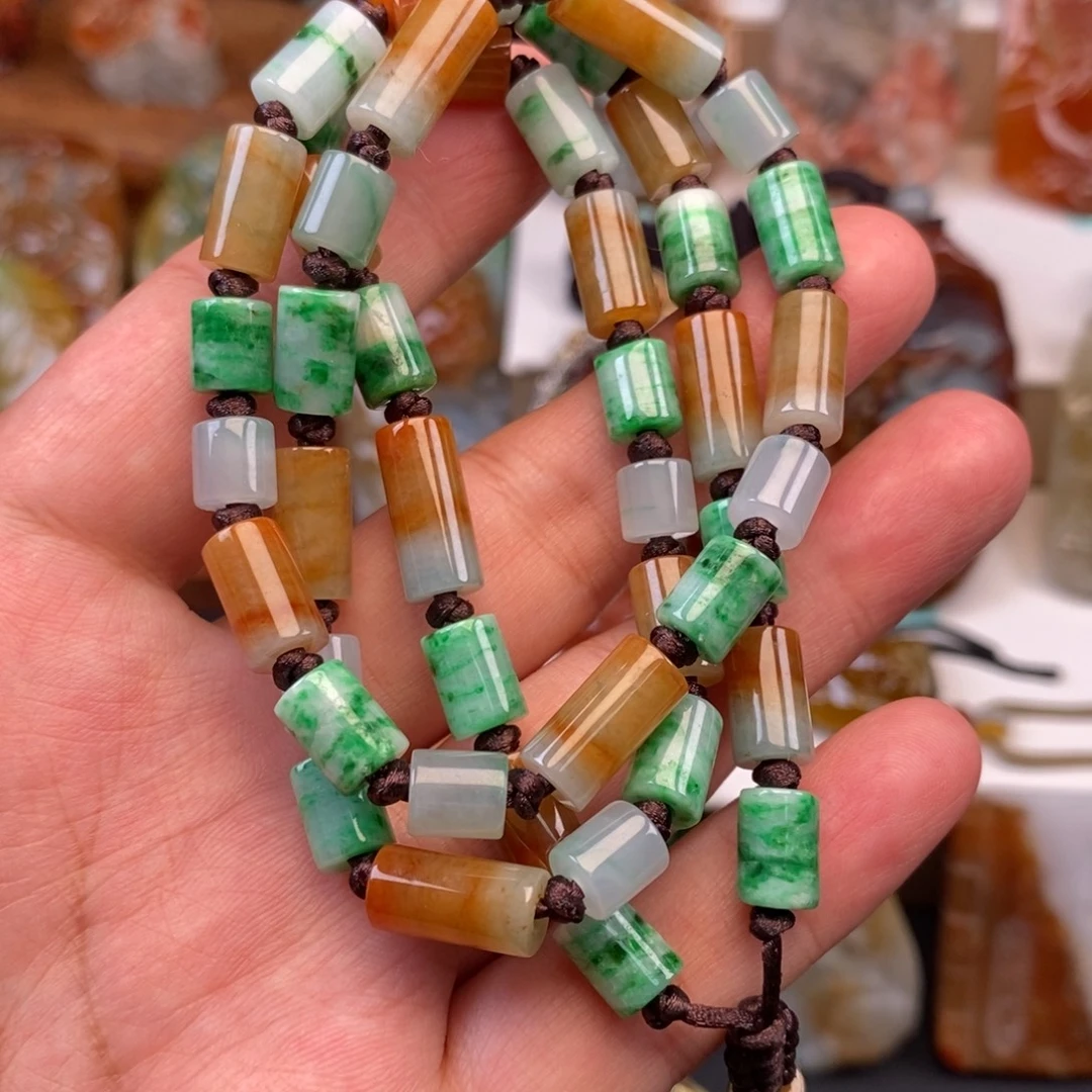 翡翠未镶嵌颈饰长串