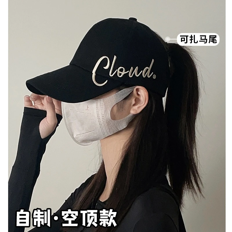 【哇喔咿呀】大头围空顶扎马尾棒球帽子女显脸小宽帽檐夏季遮阳防晒