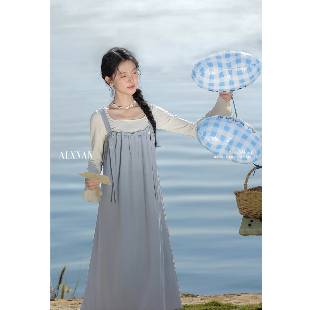 【粉丝福利】鹿向南「海洋诗集」喇叭袖T恤女装2025年春季新款L52986