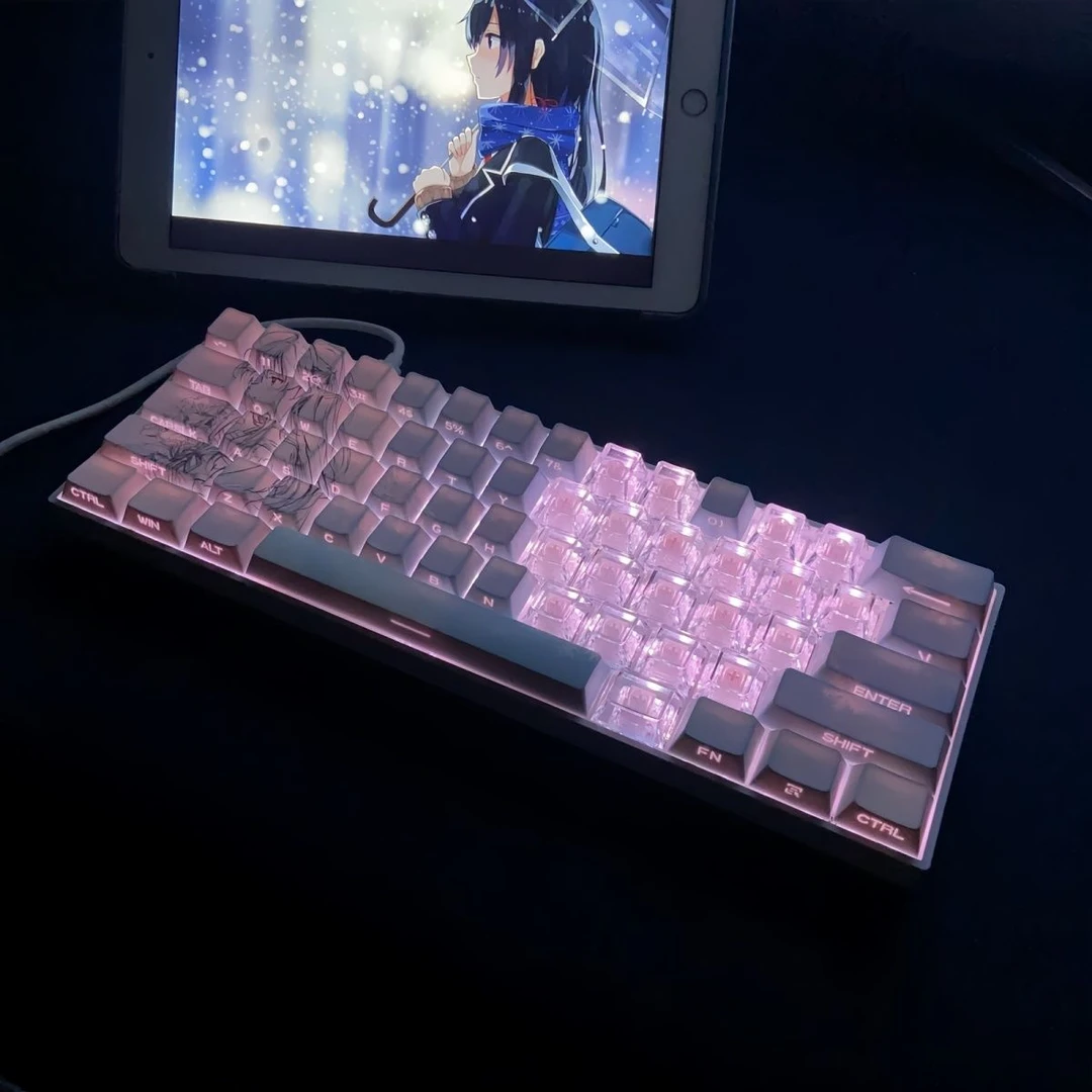 雪之下雪乃2.0键帽侧刻透光ace68 x87 醉鹿a75 迈从jet75 atkrs6