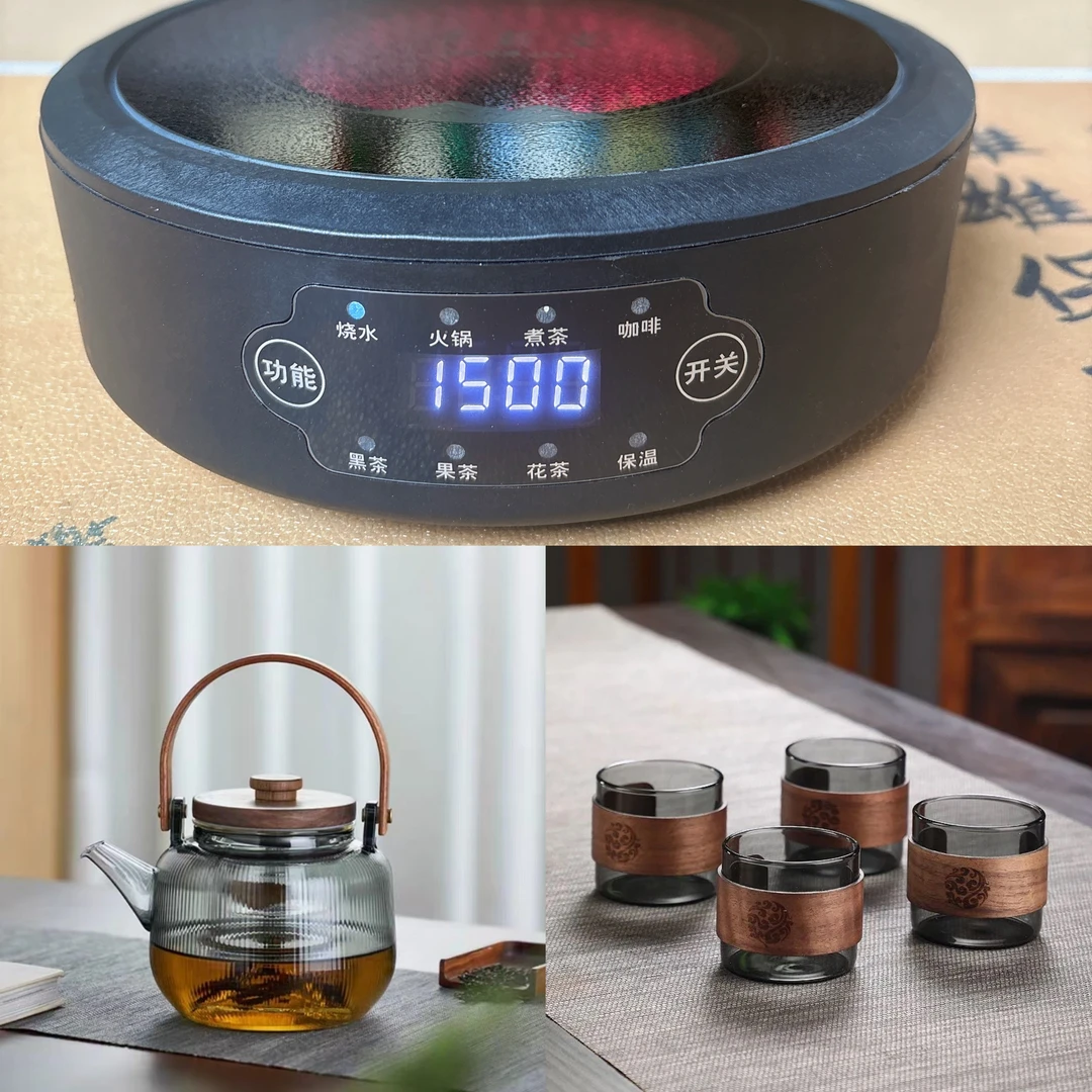 泽茗堂1500瓦触摸屏显电陶炉多功能保温防爆蒸煮茶器办公家用套组