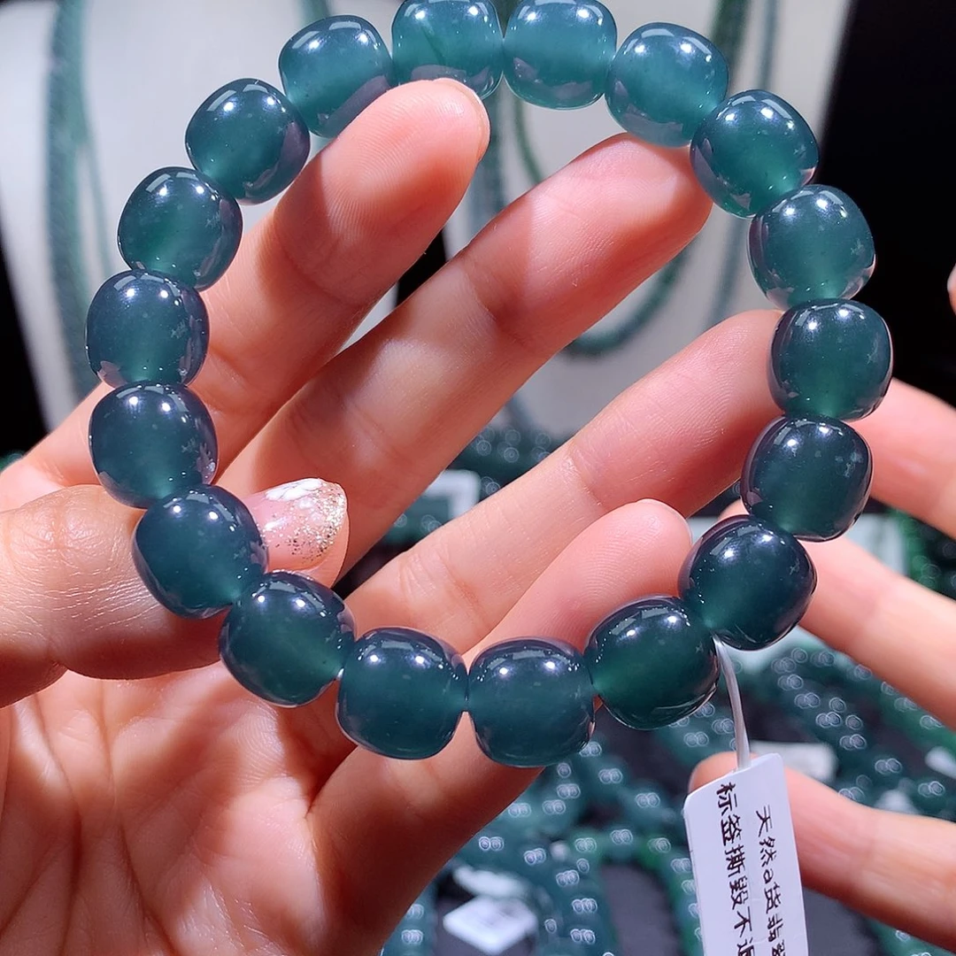 心***花翡翠未镶嵌手链天然a货翡翠手串