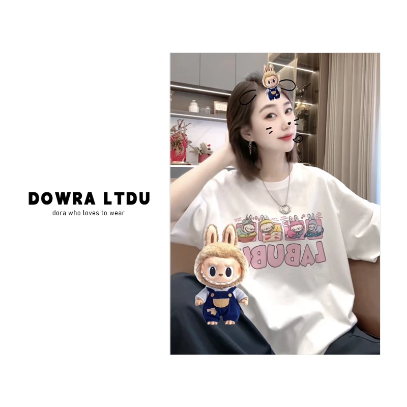 朵拉【拉布布】2025年夏季新款圆领卡通百搭短袖T恤上衣女016-30538