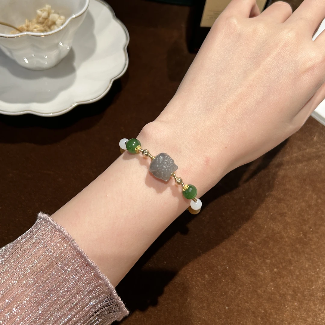 【安康】18K金 和田玉手链  246312-19  多样性发其一