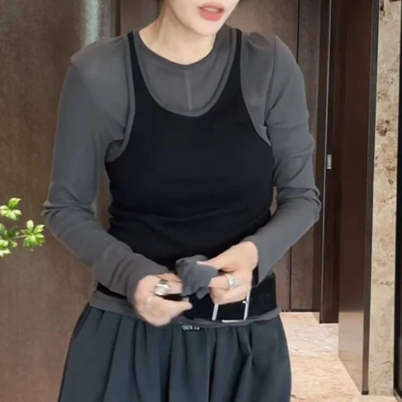 2025新款韩版设计师经典百搭短袖T恤女真两件套LK2505552