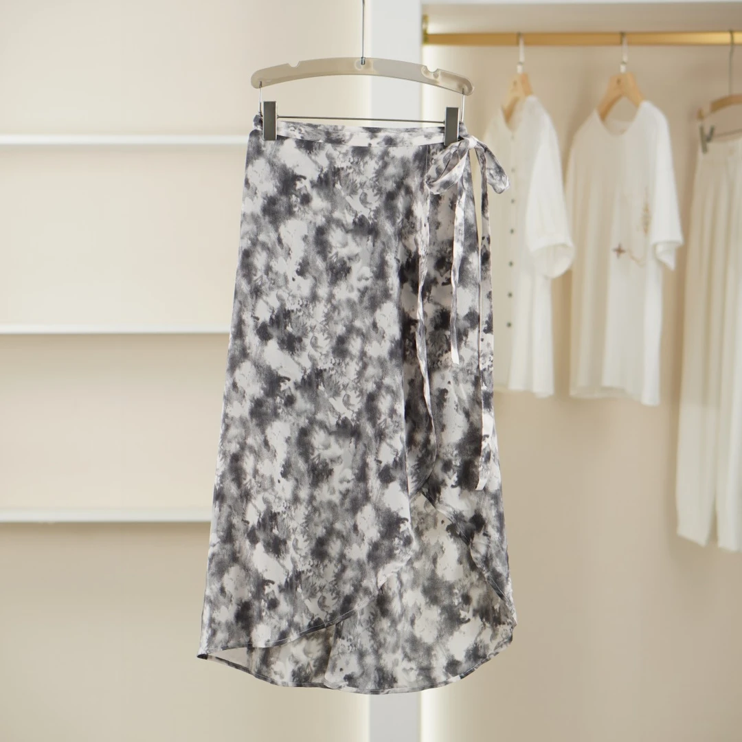 麦迪尚品【蒙M】50501102棉一片式水墨画半身裙夏季女装品牌撤柜