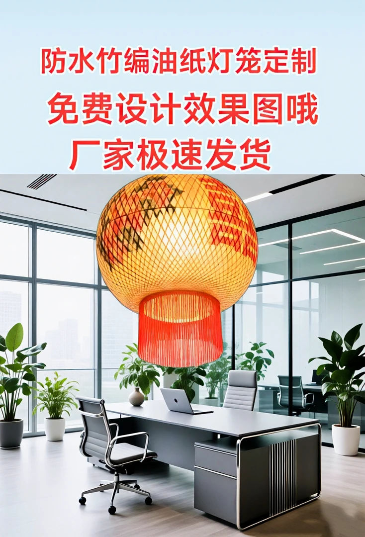 国潮风竹编油纸灯笼适用于火锅店等中式餐饮装饰个性化定制印字