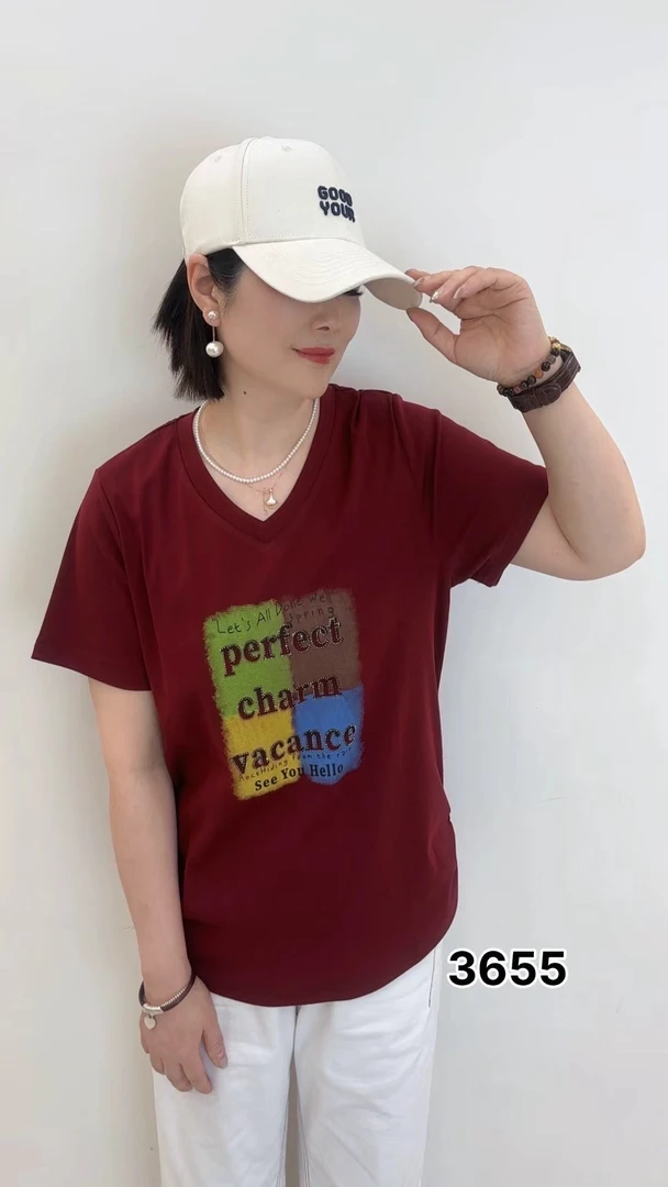 V领常规纯色短袖拼接轻职风T恤时尚韩版百搭显瘦宽松