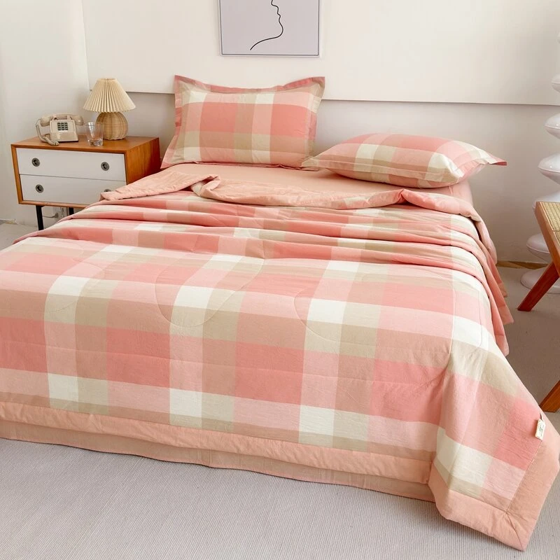 A类全棉色织水洗棉空调被双面款全棉大豆被薄款简约无印风夏凉被