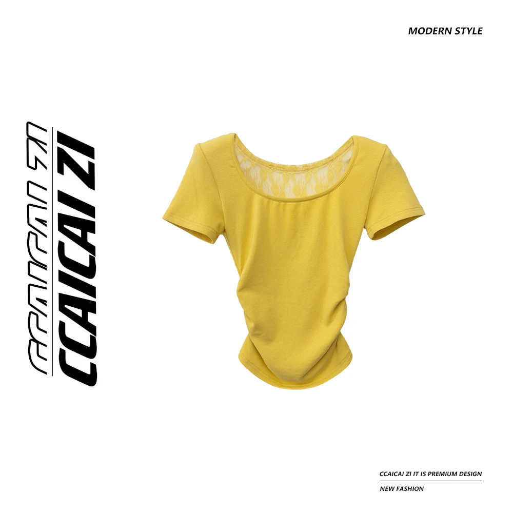 [no退no换]【蕾丝布偶】设计感蕾丝露后背性感修身上衣（带垫肩可拆