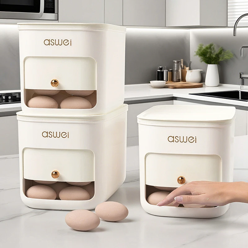 冰箱鸡蛋收纳盒滚动式家用厨房保鲜放鸡蛋专用盒整理盒大容量分格