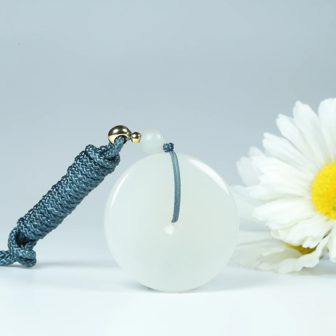 【汪氏精品】和田玉白玉平安扣 7095-G1 多样性发其一