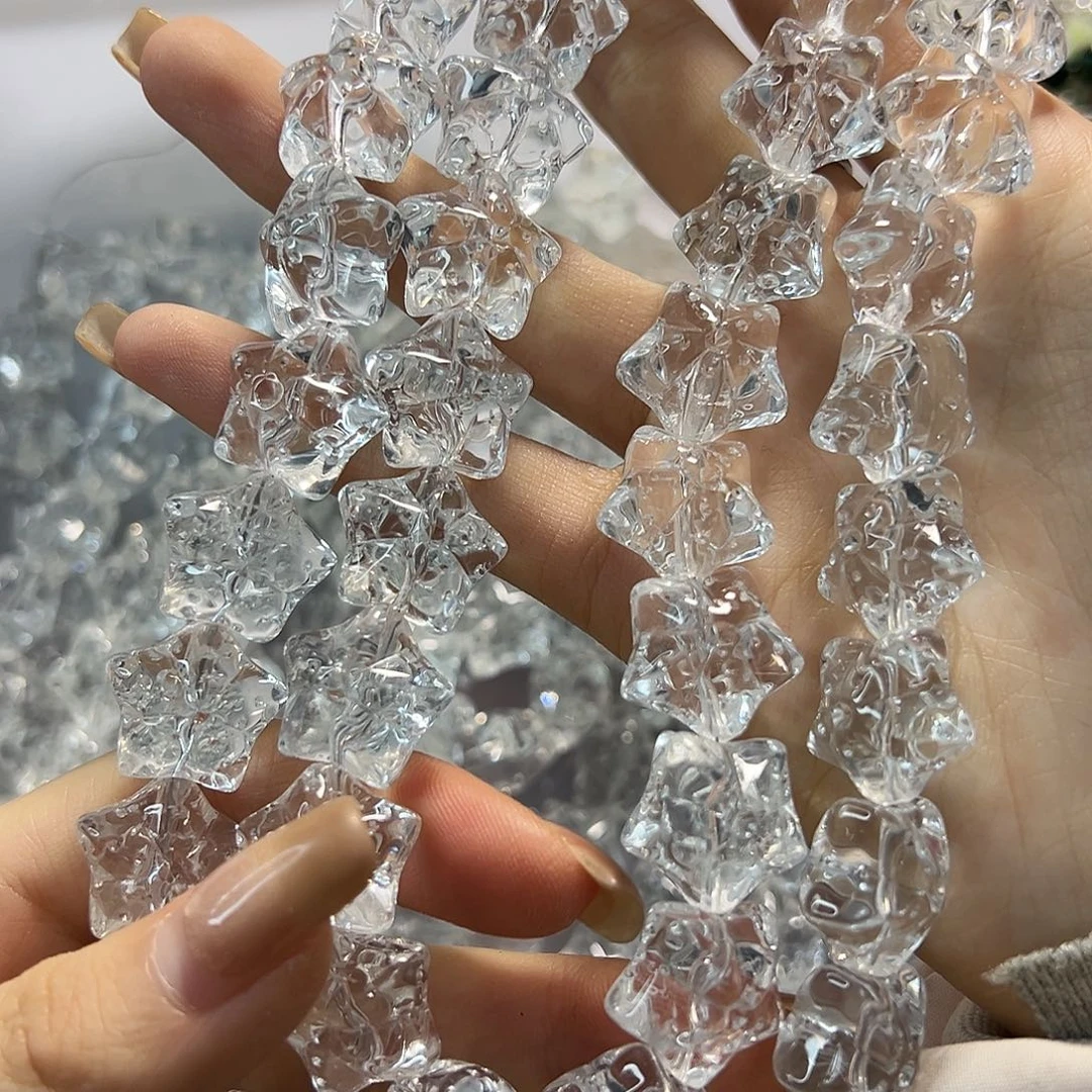 玛瑙/玉髓未镶嵌珠宝半成品压电白水四五十颗左右五角星