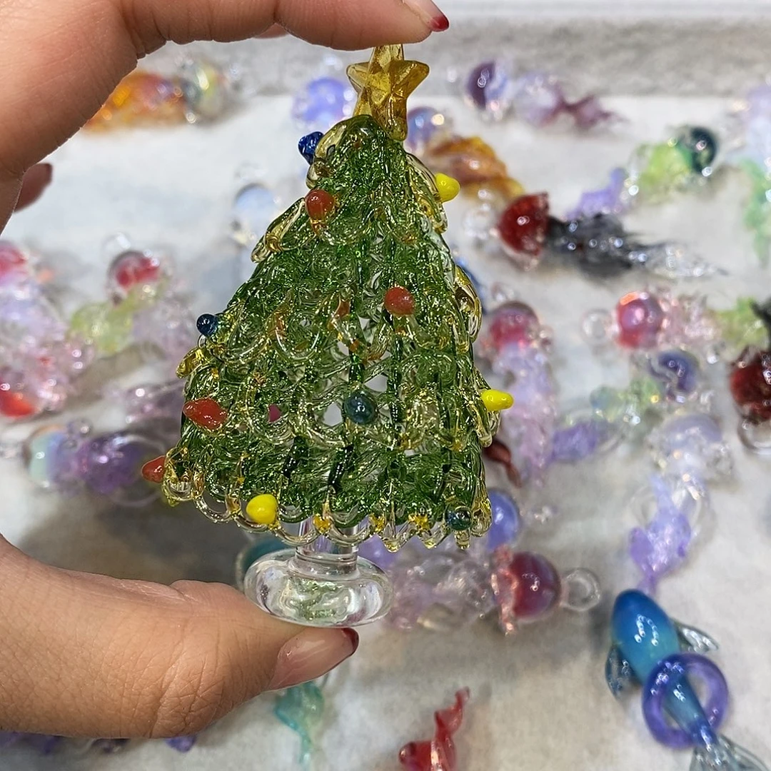 吊坠（不含链）玻璃绿色圣诞树