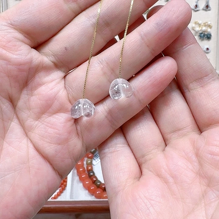 水晶耳饰银S925镶嵌耳钉