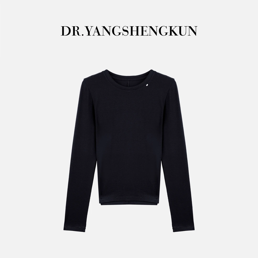 杨圣坤2025秋季新品百搭设计感桑蚕丝羊绒混纺长袖T恤女SL2581103