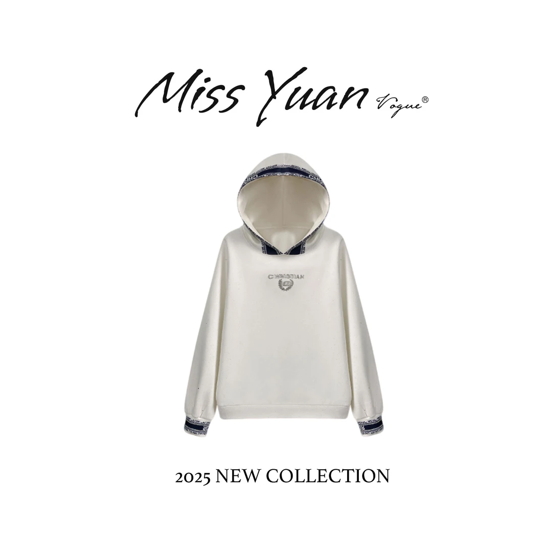 M.Y媛总 轻奢时尚连帽宽松T恤2024秋冬显瘦休闲个性上衣潮#66000