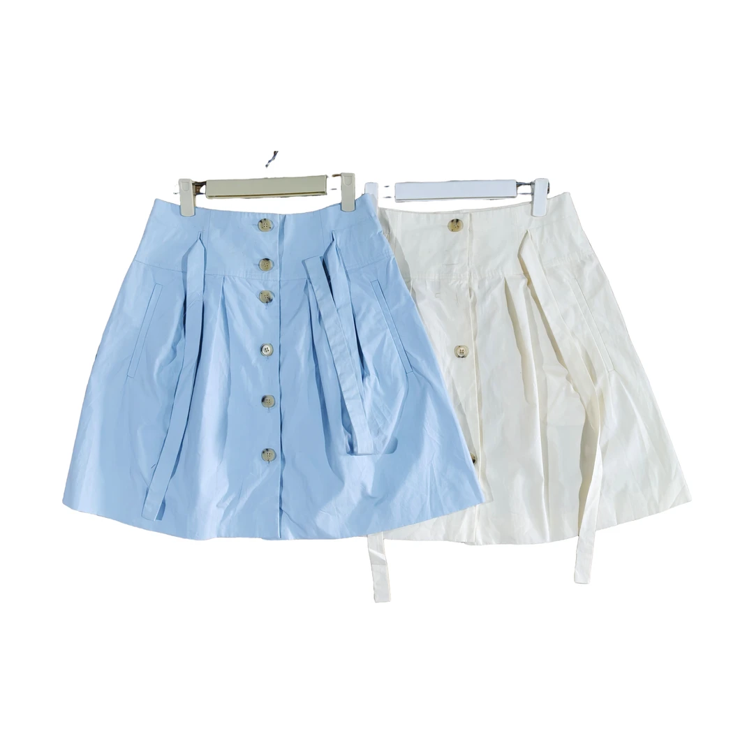 the*ry纯色纽扣纯棉中裙NO退换