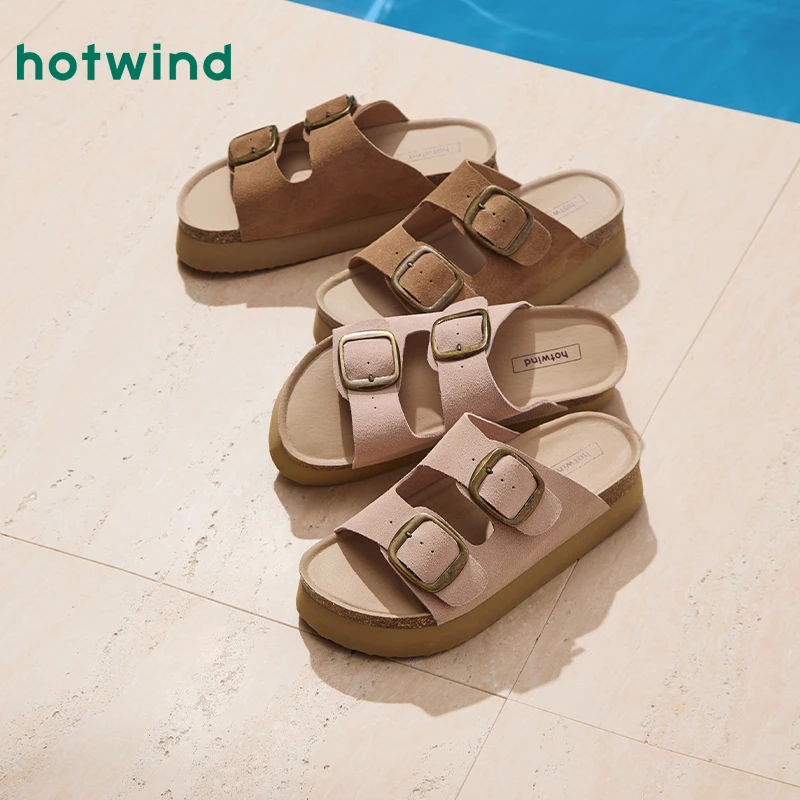 【清源何宇】热风2025年夏季新款博肯女士时尚拖鞋H59W25205