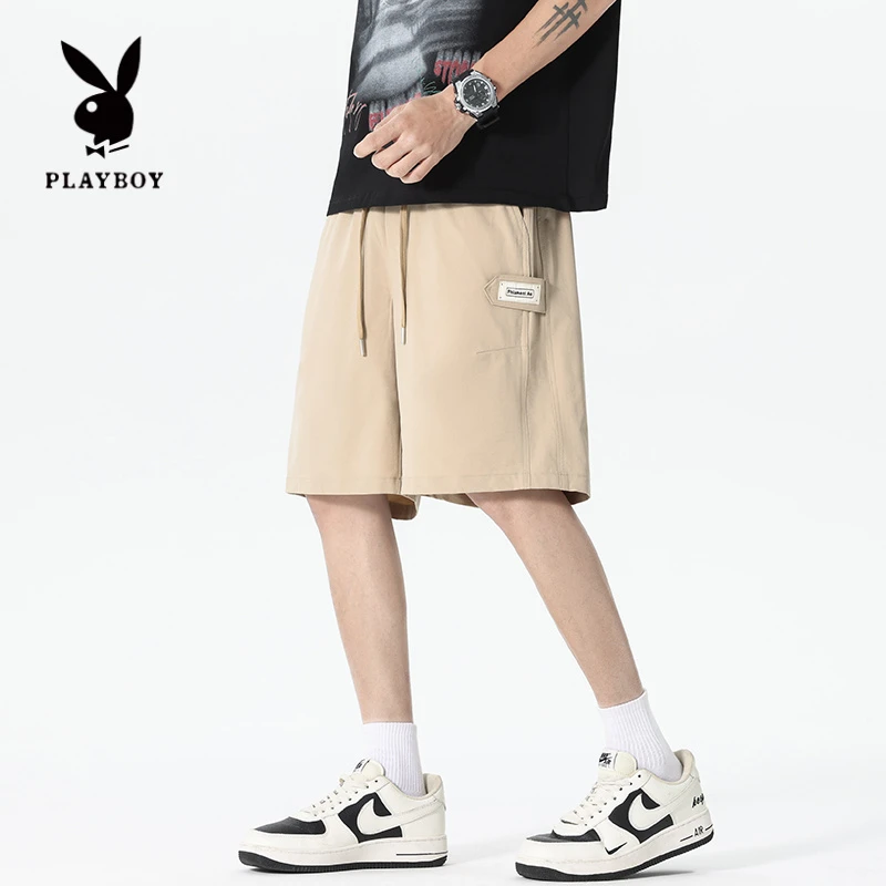 PLAYBOY/花花公子冰丝休闲短裤男生夏季薄款直筒宽松潮流五分裤子